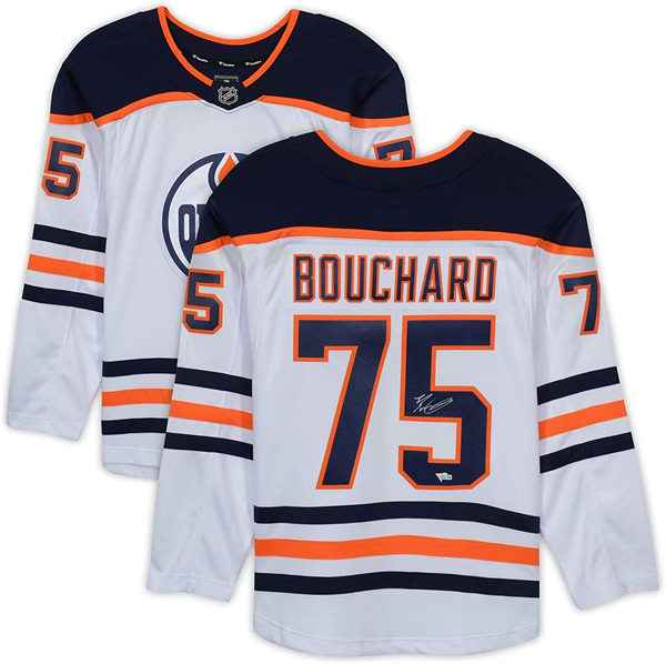 Men's Edmonton Oilers #75 Evan Bouchard adidas Away White Jersey