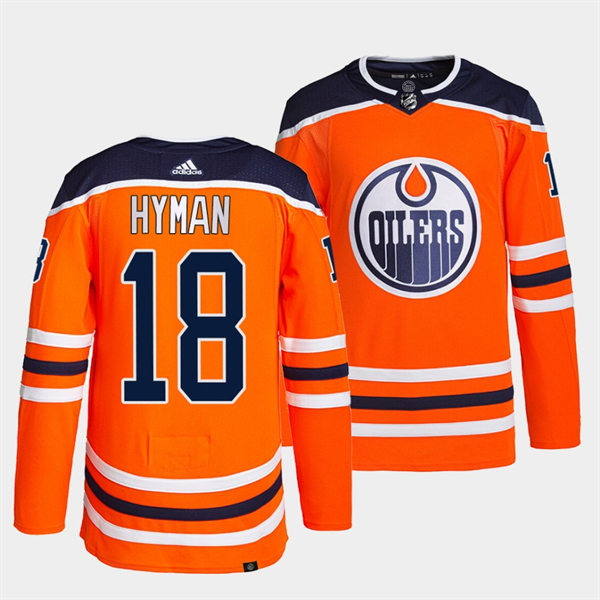 Men's Edmonton Oilers #18 Zach Hyman adidas Home Orange Jersey