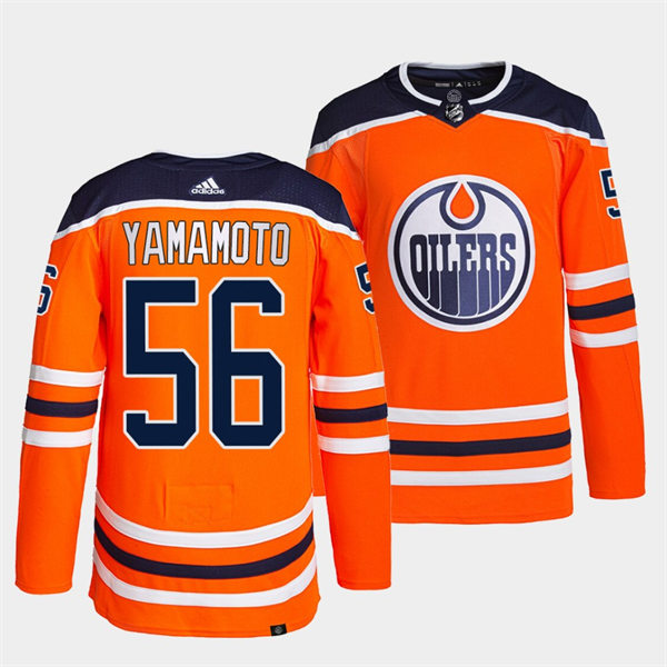 Men's Edmonton Oilers #56 Kailer Yamamoto adidas Home Orange Jersey