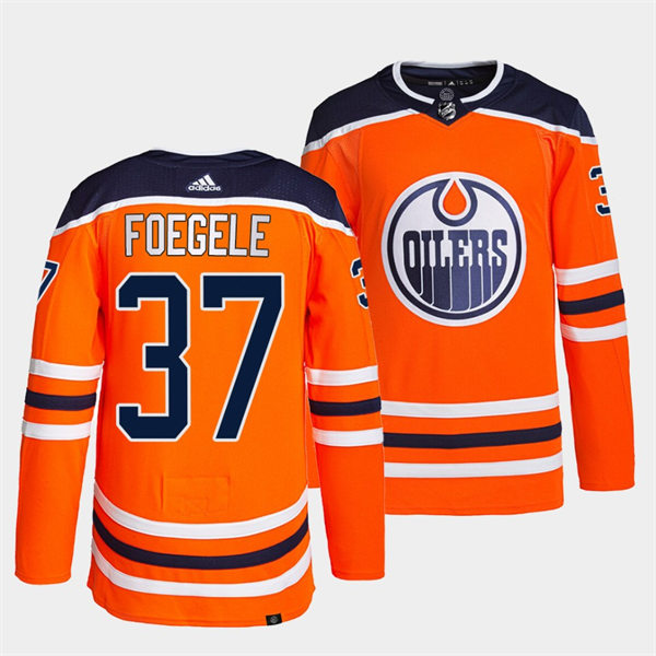 Men's Edmonton Oilers #37 Warren Foegele adidas Home Orange Jersey