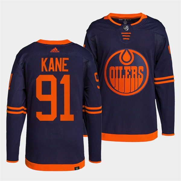 Men's Edmonton Oilers #91 Evander Kane adidas Navy Alternate Jersey