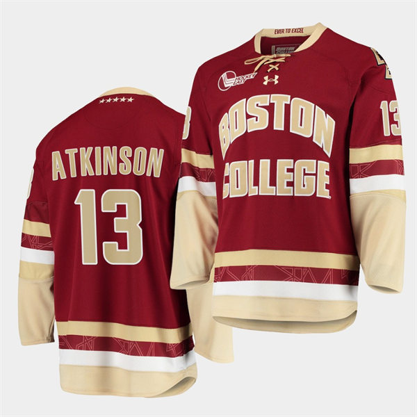 Men's Boston College Eagles #13 Cam Atkinson Maroon College Hockey Jersey