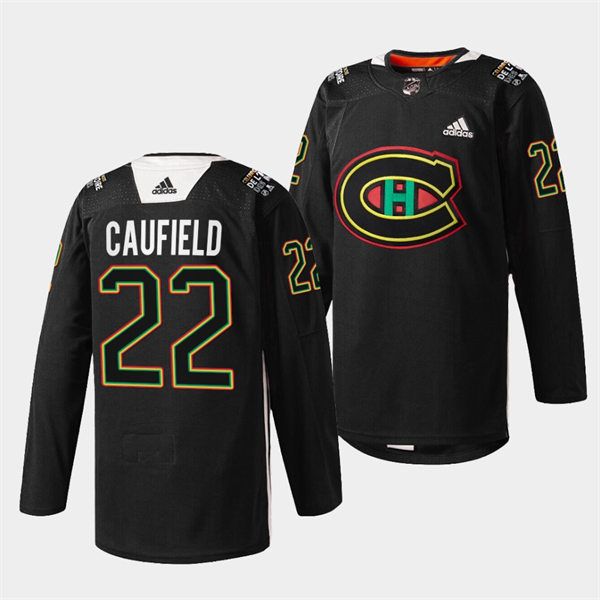 Men's Montreal Canadiens #22 Cole Caufield Black History Night Jersey