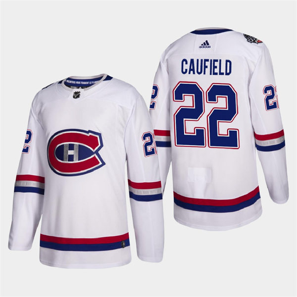 Men's Montreal Canadiens #22 Cole Caufield adidas White 100TH Classic Heritage Jersey