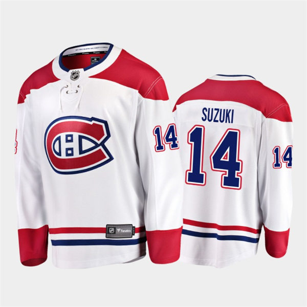 Mens Montreal Canadiens #14 Nick Suzuki adidas White Away Jersey