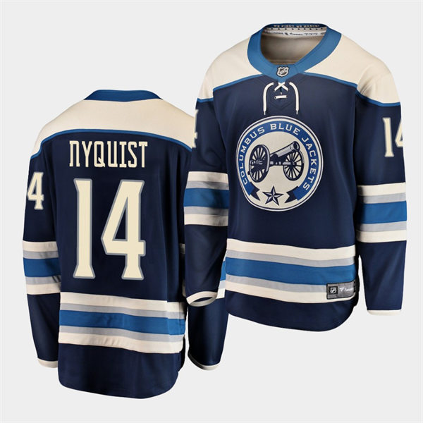 Mens Columbus Blue Jackets #14 Gustav Nyquist adidas Navy Third Jersey