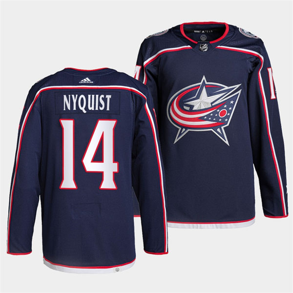 Mens Columbus Blue Jackets #14 Gustav Nyquist adidas Navy Home Jersey