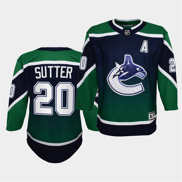 Youth Vancouver Canucks #20 Brandon Sutter adidas Blue 2021 Reverse Retro Jersey