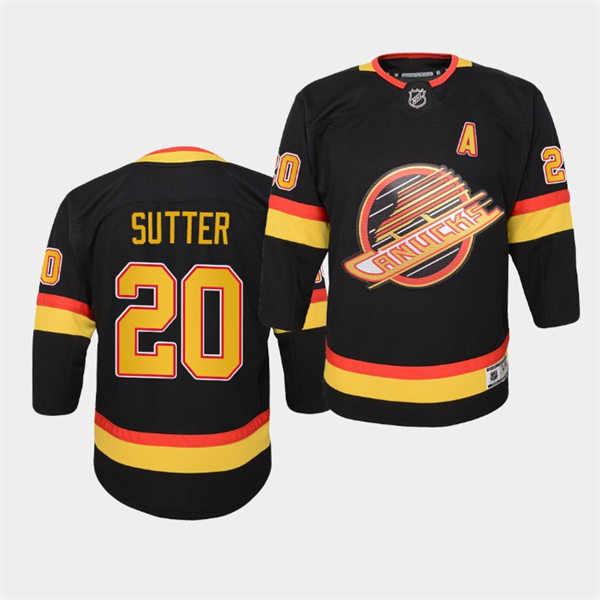 Youth Vancouver Canucks #20 Brandon Sutter adidas Black 2019-20 Flying Skate Jersey