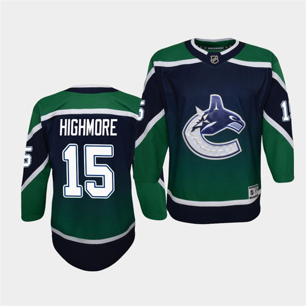 Youth Vancouver Canucks #15 Matthew Highmore adidas Blue 2021 Reverse Retro Jersey