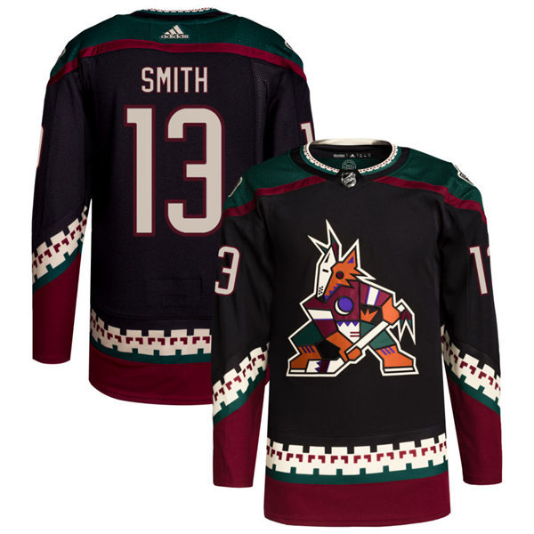 Mens Arizona Coyotes #13 Nathan Smith adidas Black Home Classics Jersey