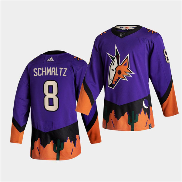 Mens Arizona Coyotes #8 Nick Schmaltz Adidas Purple 2021 Reverse Retro Jersey
