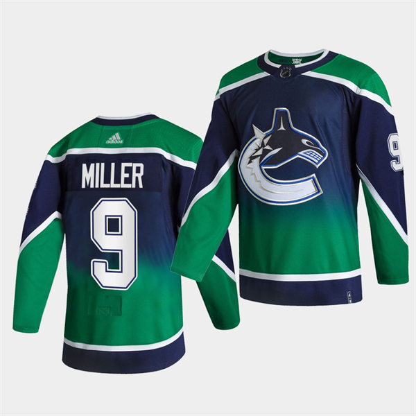 Men's Vancouver Canucks #9 J. T. Miller adidas Blue 2021 Season Reverse Retro Jersey