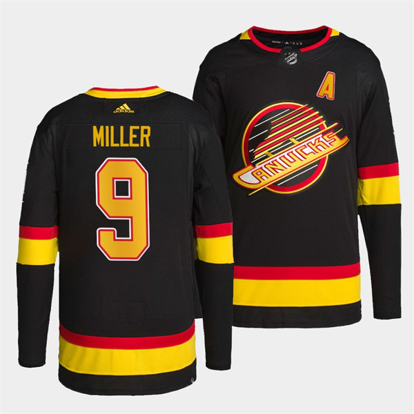 Men's Vancouver Canucks #9 J. T. Miller adidas Black 2019-20 Flying Skate Jersey