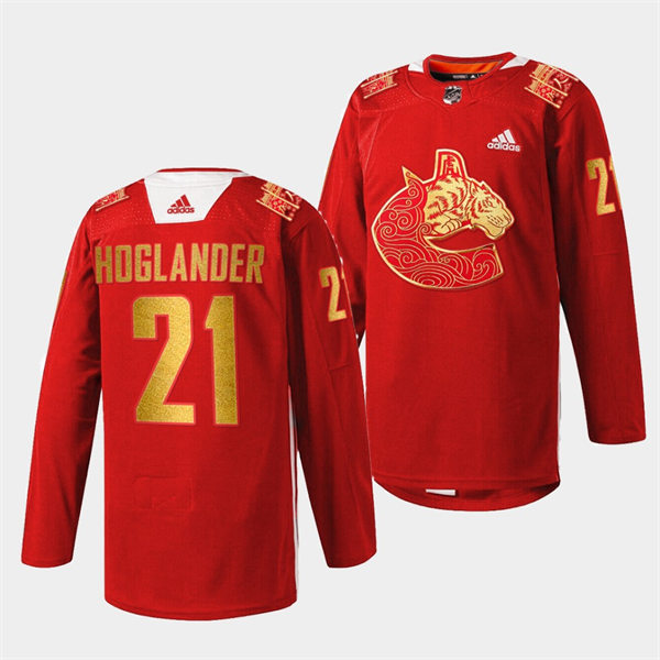 Men's Vancouver Canucks #21 Nils Hoglander adidas Red 2021 Chinese New Year Jersey