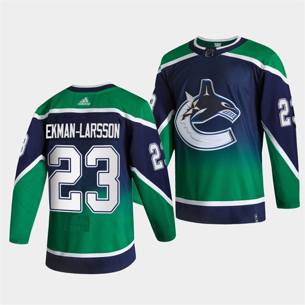 Men's Vancouver Canucks #23 Oliver Ekman-Larsson adidas Blue 2021 Season Reverse Retro Jersey