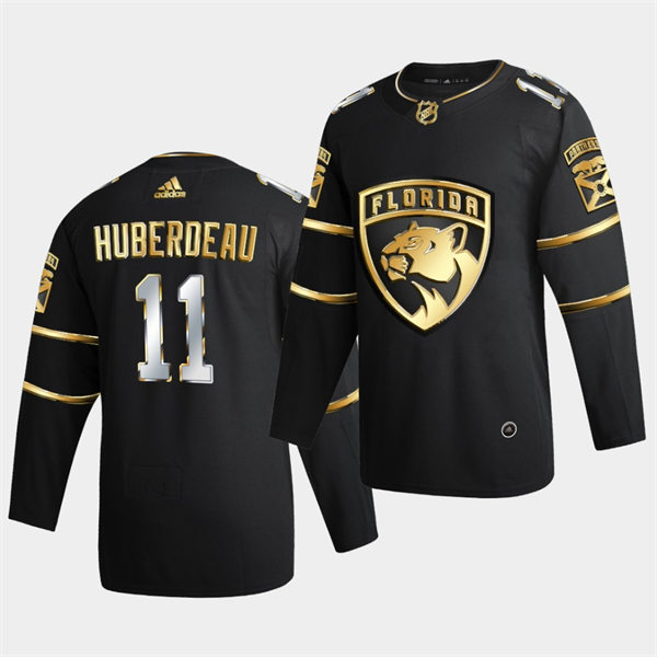 Men's Florida Panthers #11 Jonathan Huberdeau 2021 Black Golden Edition Jersey