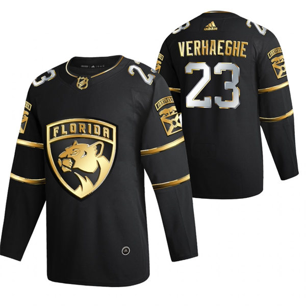 Men's Florida Panthers #23 Carter Verhaeghe 2021 Black Golden Edition Jersey