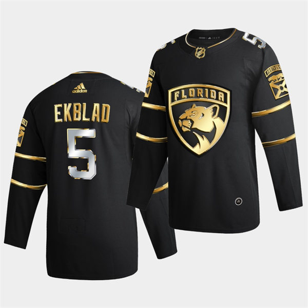 Men's Florida Panthers #5 Aaron Ekblad 2021 Black Golden Edition Jersey