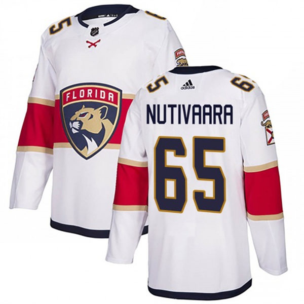 Men's Florida Panthers #65 Markus Nutivaara Adidas White Away Player Jersey