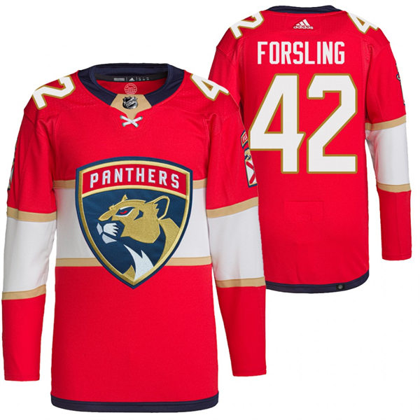 Men's Florida Panthers #42 Gustav Forsling adidas Red Home Primegreen Player Jersey