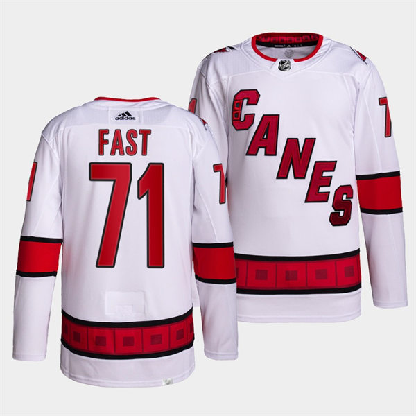 Men's Carolina Hurricanes #71 Jesper Fast Adidas White Away Premier Player Jersey