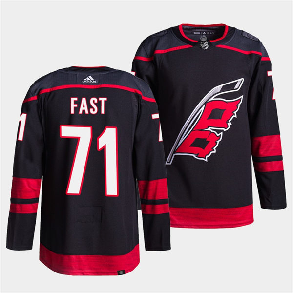 Men's Carolina Hurricanes #71 Jesper Fast Adidas Black Alternate Player Jersey