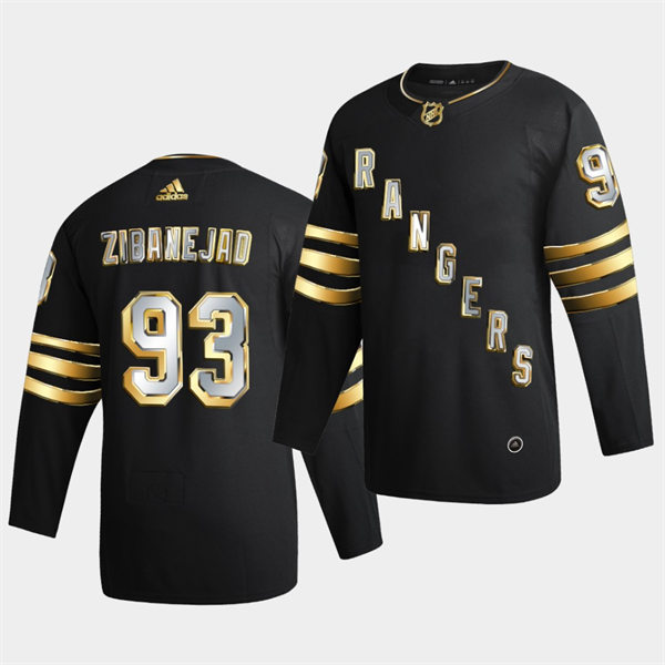 Mens New York Rangers #93 Mika Zibanejad 2021 Black Golden Edition Jersey