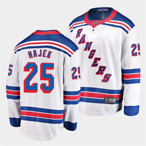Mens New York Rangers #25 Libor Hajek adidas White Away Primegreen Player Jersey