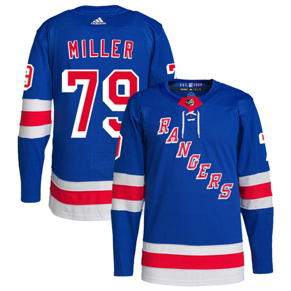 Mens New York Rangers #79 K'Andre Miller Adidas Royal Home Primegreen Player Jersey