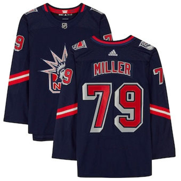Mens New York Rangers #79 K'Andre Miller Navy adidas 2020-21 NHL REVERSE RETRO JERSEYS