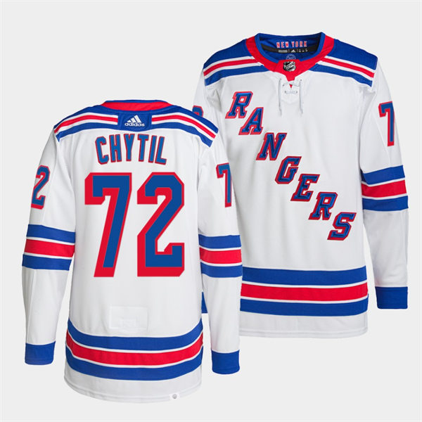 Mens New York Rangers #72 Filip Chytil adidas White Away Primegreen Player Jersey