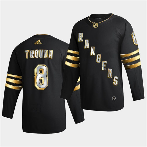 Mens New York Rangers #8 Jacob Trouba 2021 Black Golden Edition Jersey