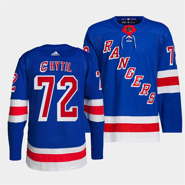 Mens New York Rangers #72 Filip Chytil Adidas Royal Home Primegreen Player Jersey