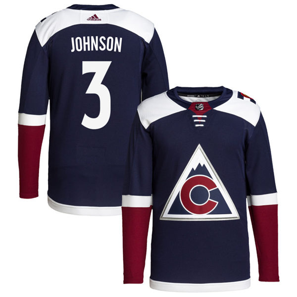 Men's Colorado Avalanche #3 Jack Johnson Navy Alternate Player Jersey
