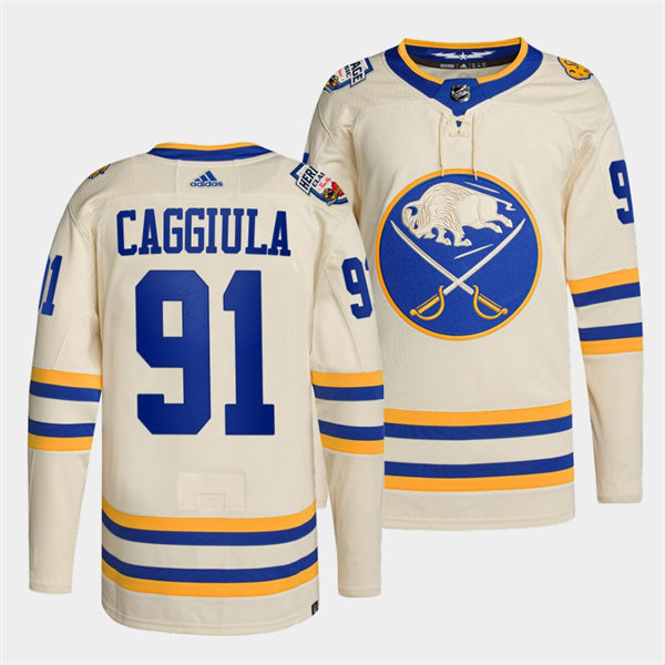 Men's Buffalo Sabres #91 Drake Caggiula Cream 2022 NHL Heritage Classic Premier Player Jersey