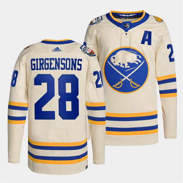 Men's Buffalo Sabres #28 Zemgus Girgensons Cream 2022 NHL Heritage Classic Premier Player Jersey