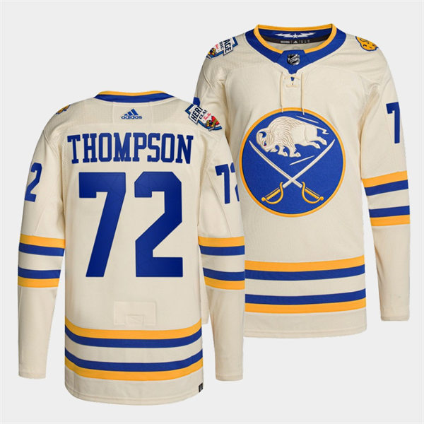 Men's Buffalo Sabres #72 Tage Thompson Cream 2022 NHL Heritage Classic Premier Player Jersey