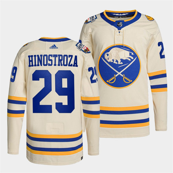 Men's Buffalo Sabres #29 Vinnie Hinostroza Adidas Cream 2022 NHL Heritage Classic Premier Player Jersey