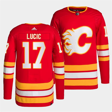 Men's Calgary Flames #17 Milan Lucic adidas Red Home Player Jersey