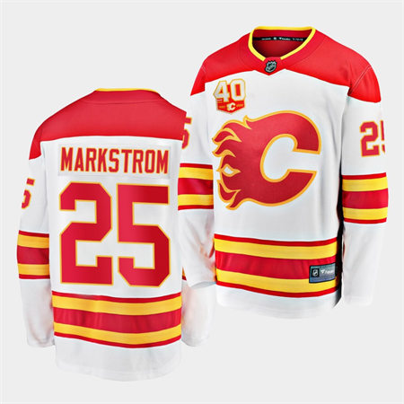Men's Calgary Flames #25 Jacob Markstrom Adidas White Away Player Jersey