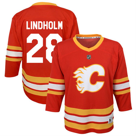 Youth Calgary Flames #28 Elias Lindholm Red Home Jersey