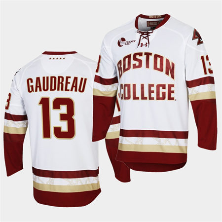 Men's Boston College Eagles #13 Johnny Gaudreau White College Hockey Jersey