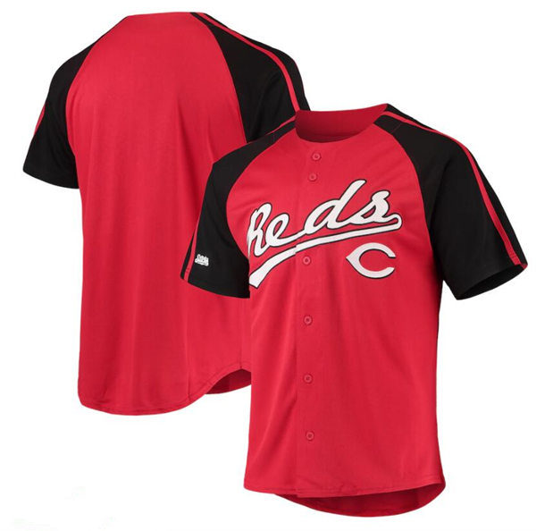 Men's Cincinnati Reds Blank Stitches Red Button-Down Raglan Jersey