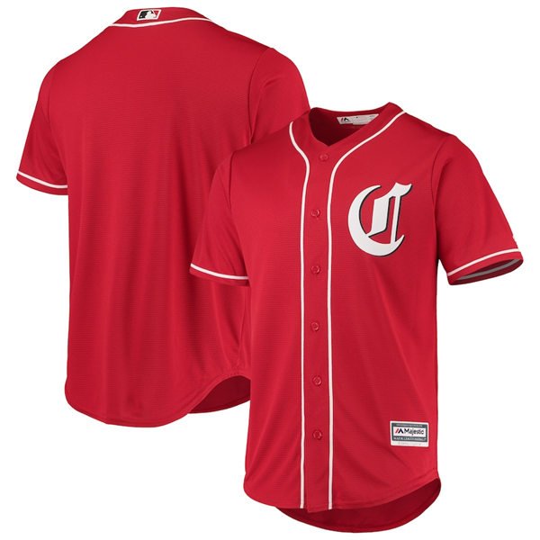 Men's Youth Cincinnati Reds Custom Majestic Red Alternate Team Jersey