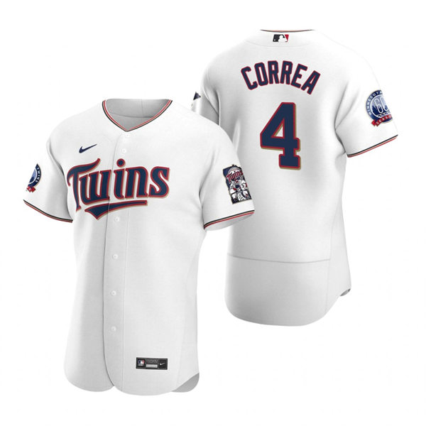 Mens Minnesota Twins #4 Carlos Correa Nike Home White Flex Base Jersey