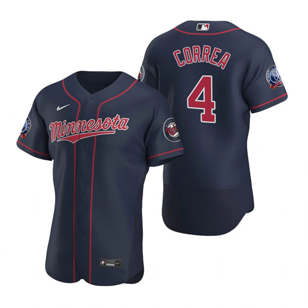 Mens Minnesota Twins #4 Carlos Correa Nike Navy Alternate Flex Base Player Jersey