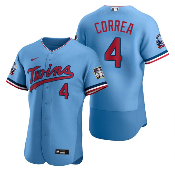 Mens Minnesota Twins #4 Carlos Correa Nike Powder Blue Alternate Flex Base Jersey