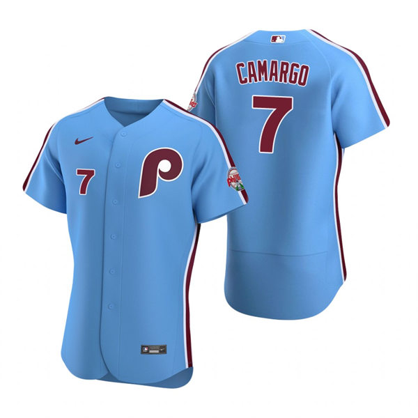Mens Philadelphia Phillies #7 Johan Camargo Nike Light Blue Alternate Flexbase Player Jersey