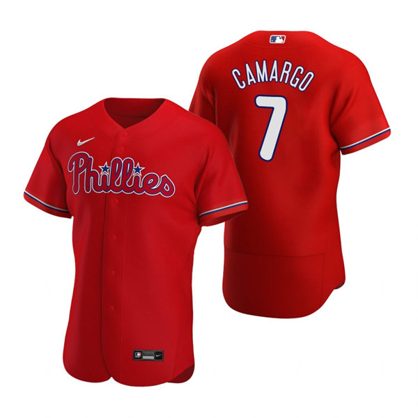 Mens Philadelphia Phillies #7 Johan Camargo Nike Red Alternate Flexbase Player Jersey